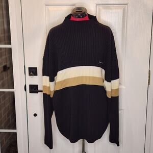 Sean John Men's Pullover Knit Sweater Long Sleeve Black/Tan/White Size XXL/2XL